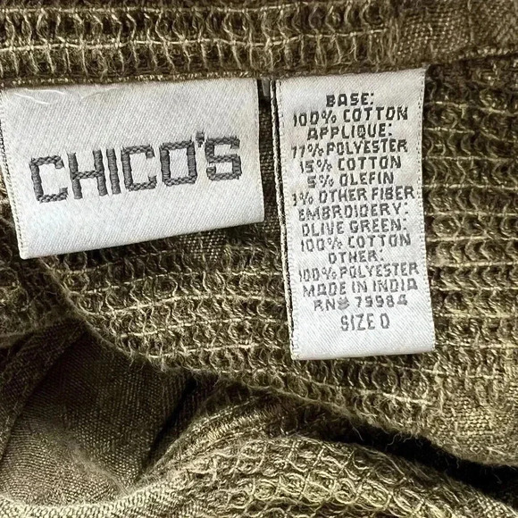 Chico's VTG Sz S Jacket Dark Olive Boho Southwestern Floral Embroidered Artsy‎ - Picture 13 of 16